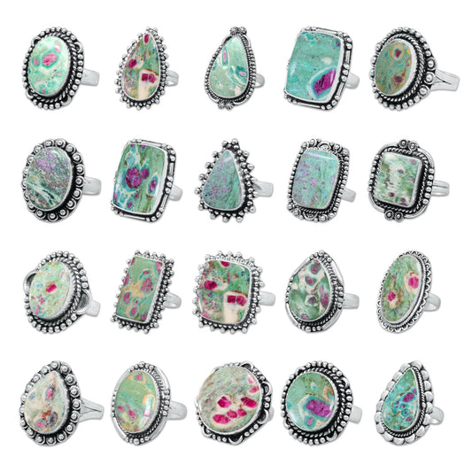 Fuchsite Rings – Handmade, Silver-Plated, Shimmery Green Crystal (Made to Order)