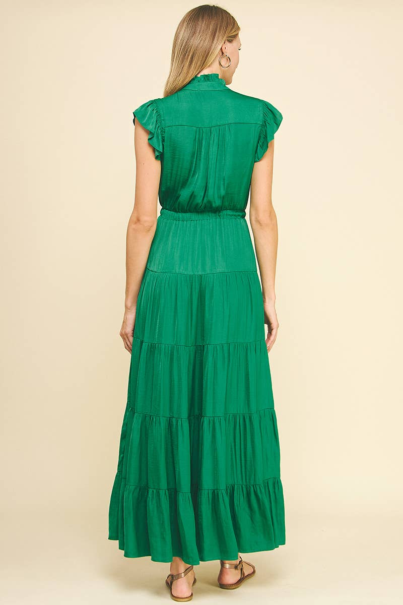 SATIN TIERED MAXI DRESS - 3775DD