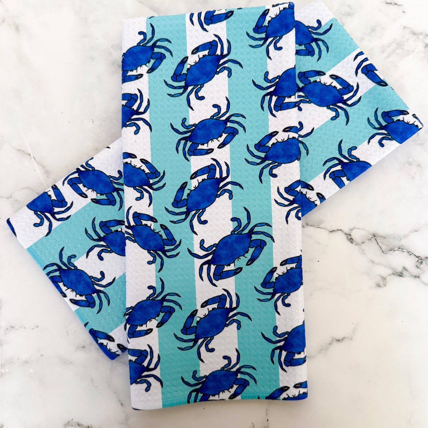Maryland Blue Crab Striped Kitchen Dish Towel