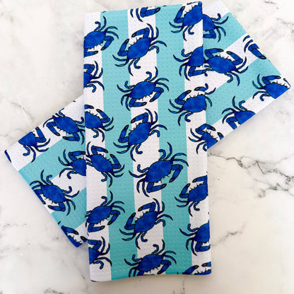 Maryland Blue Crab Striped Kitchen Dish Towel