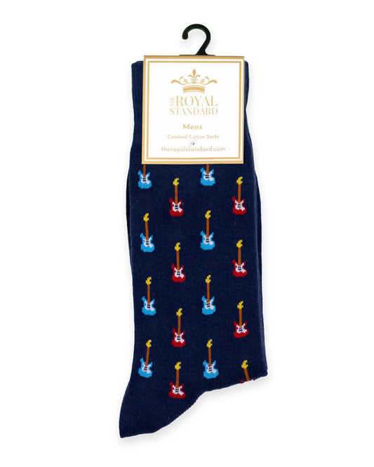 Men's Guitar Socks   Navy/Red/Blue   One Size