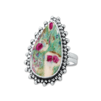 Fuchsite Rings – Handmade, Silver-Plated, Shimmery Green Crystal (Made to Order)