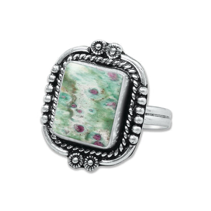 Fuchsite Rings – Handmade, Silver-Plated, Shimmery Green Crystal (Made to Order)