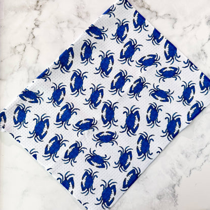 Maryland Blue Crab Double Sided Patterned Waffle Kitchen Dish Towel