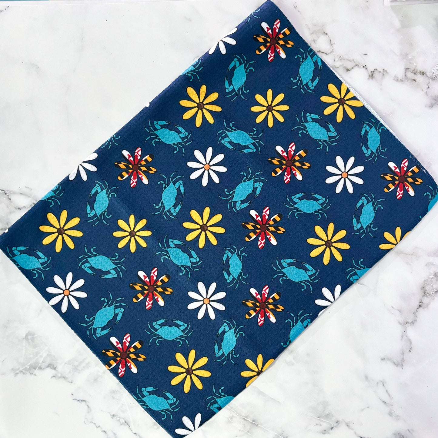 Navy Blue Maryland Crab Kitchen Dish Towel