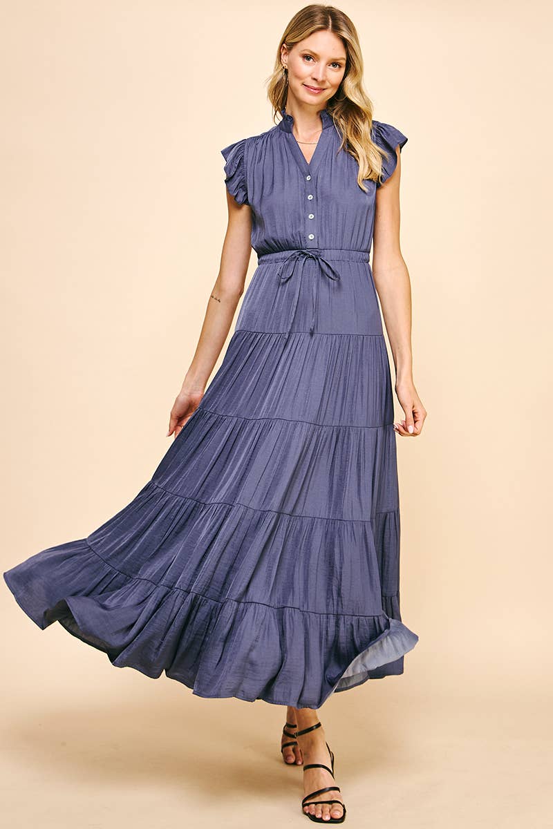 SATIN TIERED MAXI DRESS - 3775DD