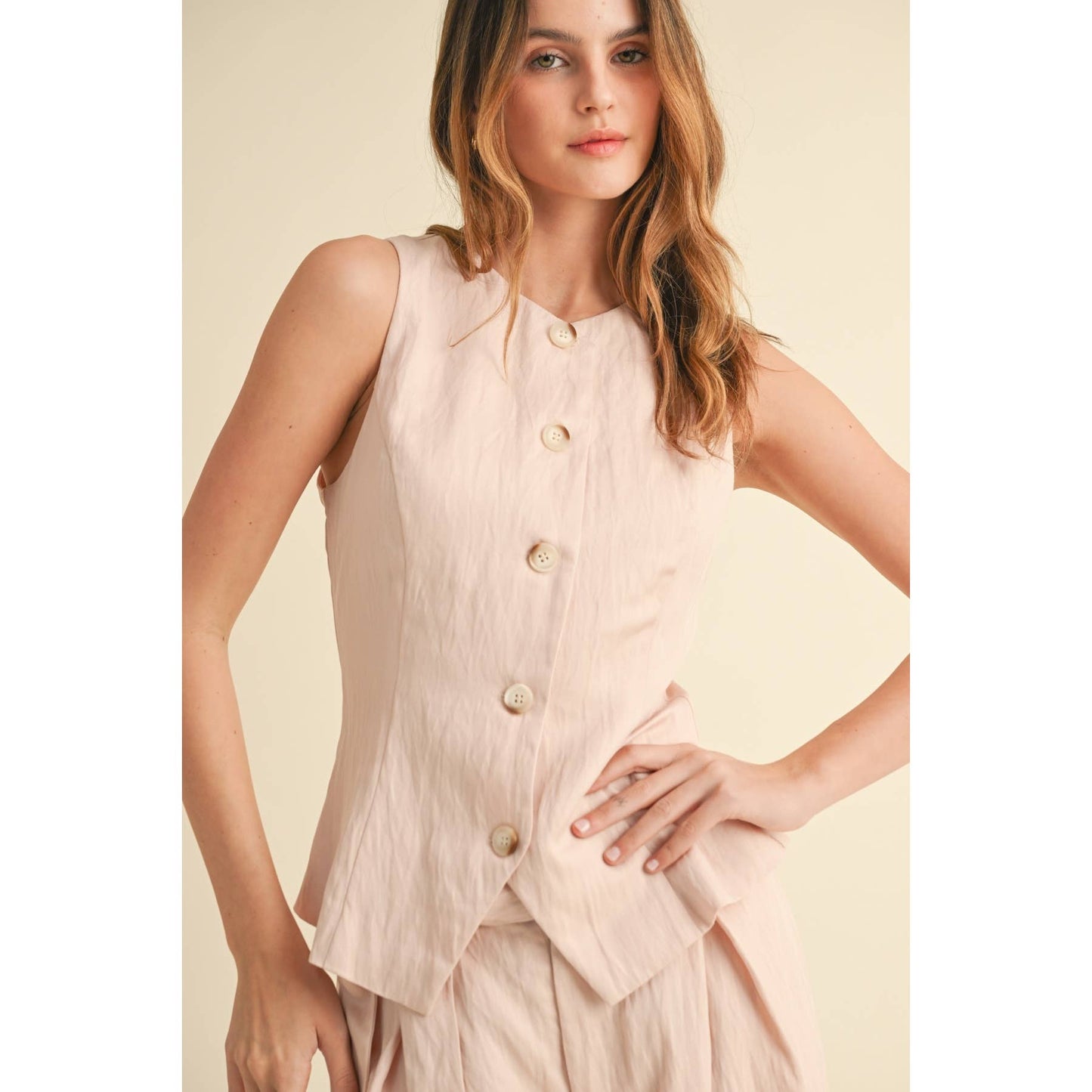 SLEEVELESS TOP AND WIDE-LEG PANTS SET - TOP ONLY