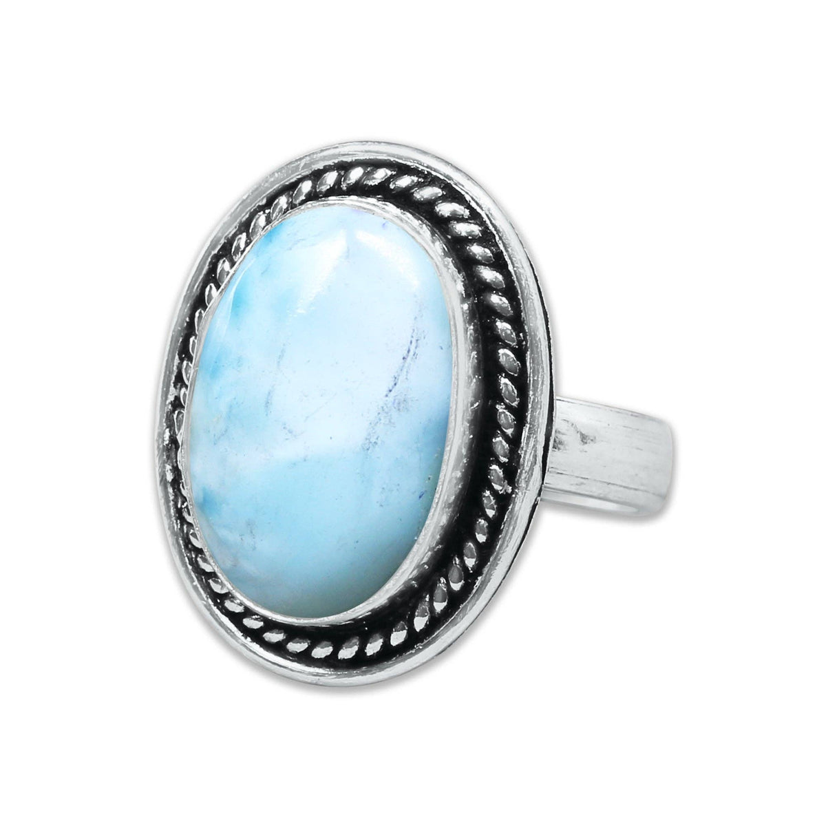 Larimar Rings – Silver-Plated, Handmade, Ocean Blue Dominican Stone (US Sizes 6–10) | Wholesale
