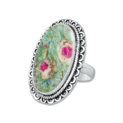 Fuchsite Rings – Handmade, Silver-Plated, Shimmery Green Crystal (Made to Order)