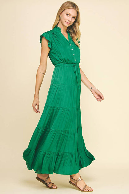 SATIN TIERED MAXI DRESS - 3775DD