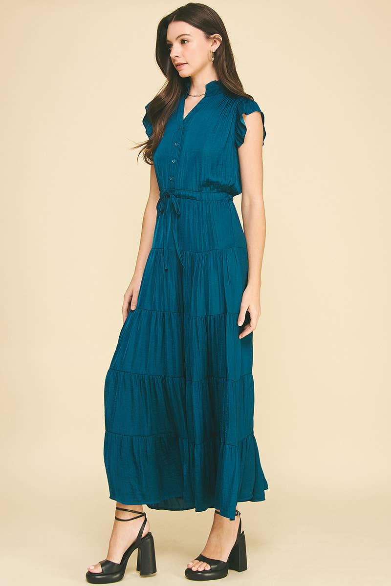 SATIN TIERED MAXI DRESS - 3775DD