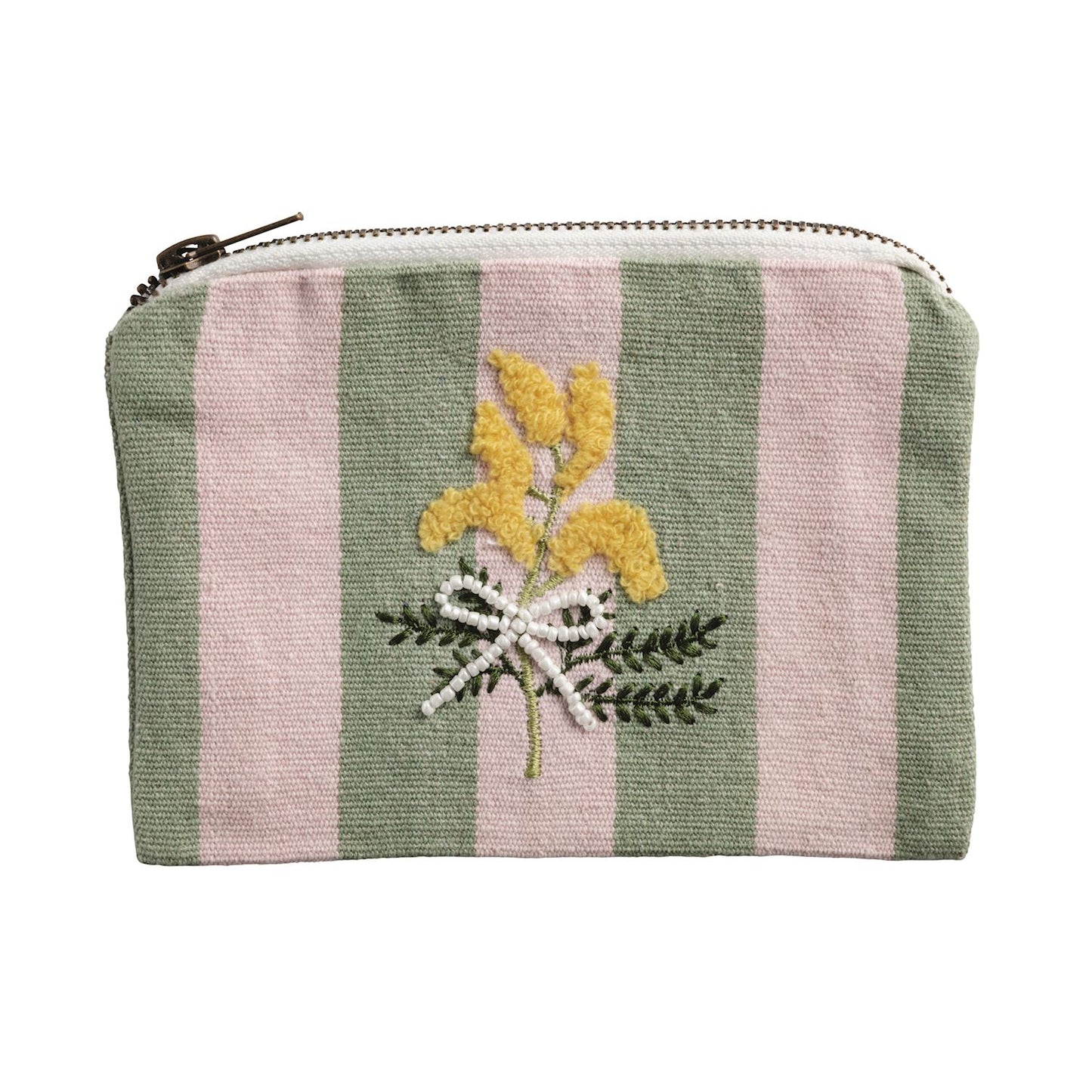 Floral Bead & Embroidery Zipper Pouches