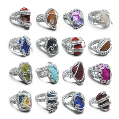 Wire Wrapped Gemstone Rings – Copper, Gold, Silver & Black Rhodium | Handmade | Wholesale Bundles