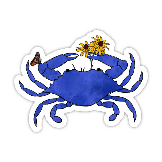 Blue Crab Wildflower Sticker