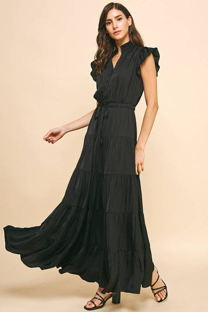 SATIN TIERED MAXI DRESS - 3775DD