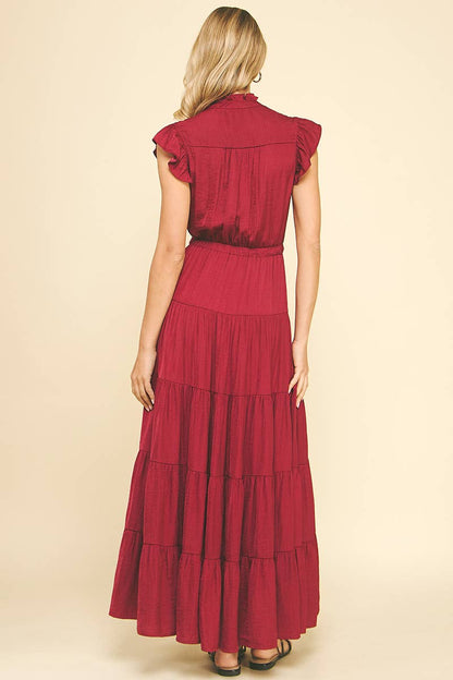 SATIN TIERED MAXI DRESS - 3775DD