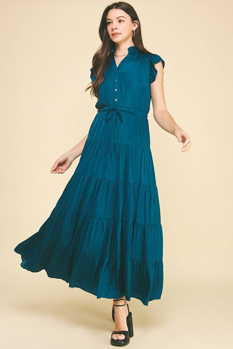 SATIN TIERED MAXI DRESS - 3775DD