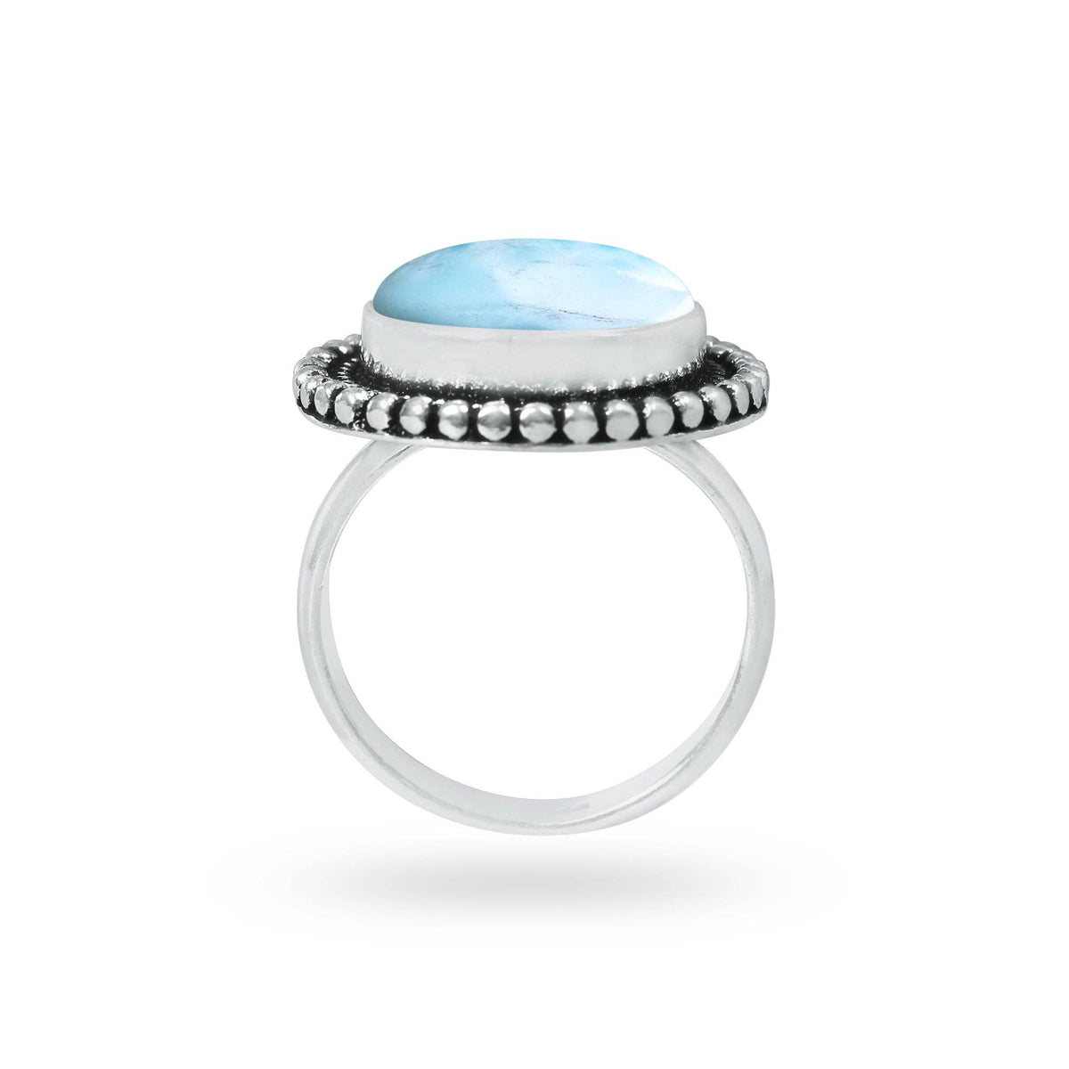 Larimar Rings – Silver-Plated, Handmade, Ocean Blue Dominican Stone (US Sizes 6–10) | Wholesale