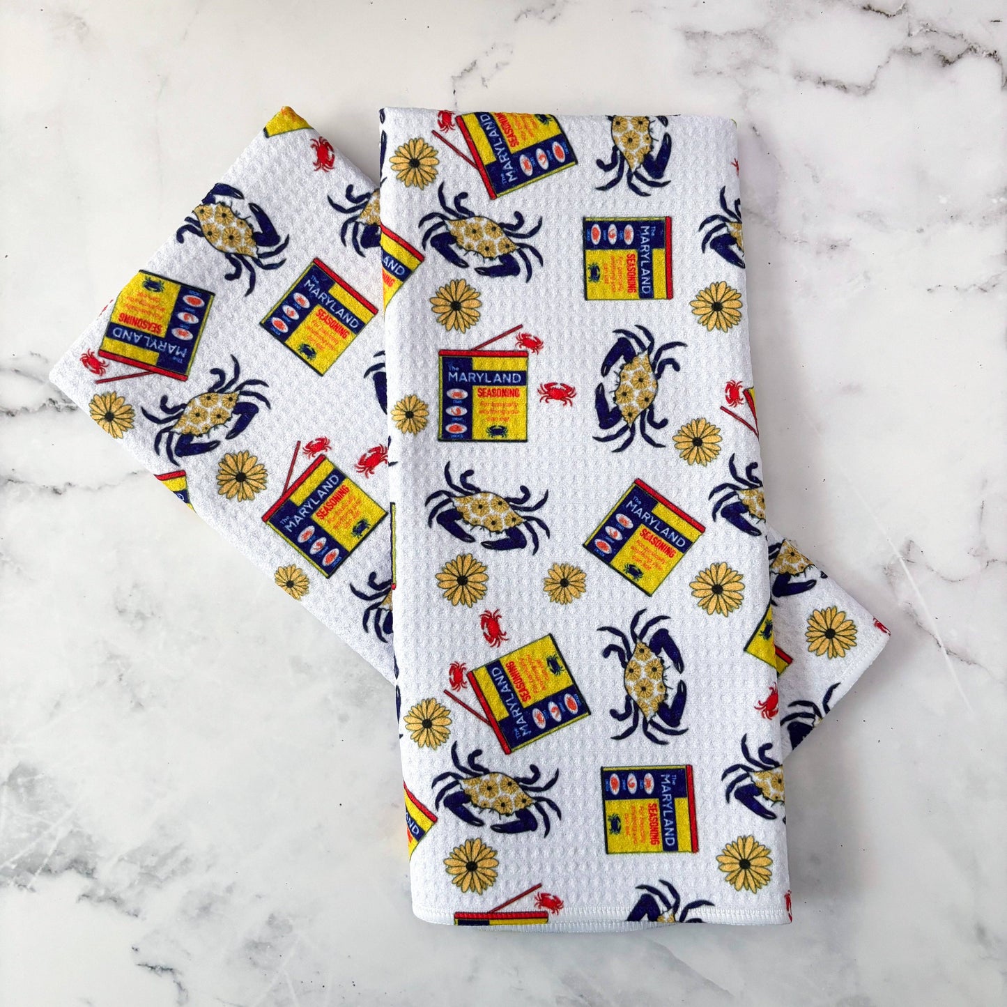 Maryland Seasoning Patterned Waffle Kitchen Dish Towel