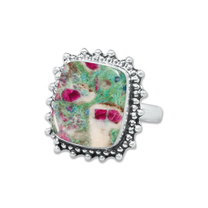 Fuchsite Rings – Handmade, Silver-Plated, Shimmery Green Crystal (Made to Order)