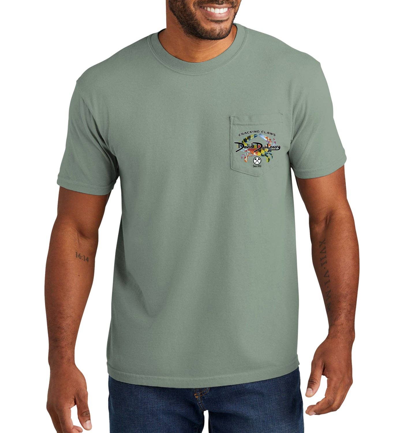Men's Maryland Blue Crab Short Sleeve Garment Dyed Bay Pocket T-Shirt