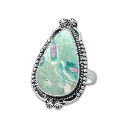 Fuchsite Rings – Handmade, Silver-Plated, Shimmery Green Crystal (Made to Order)