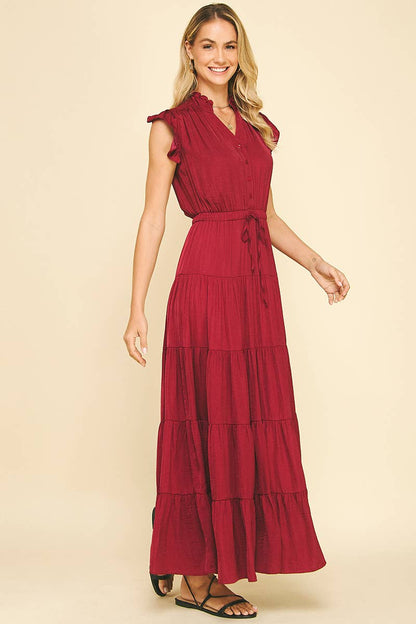 SATIN TIERED MAXI DRESS - 3775DD