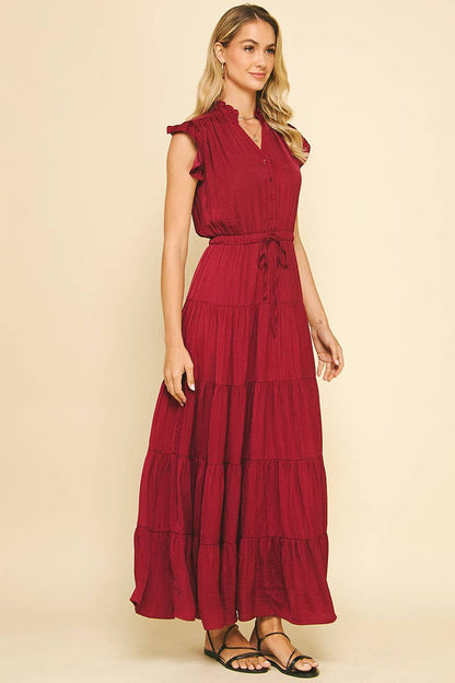 SATIN TIERED MAXI DRESS - 3775DD