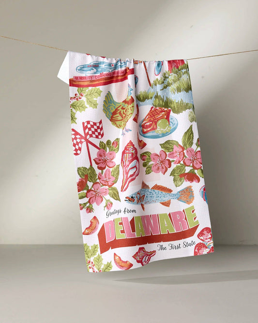 Greetings From Delaware Tea Towel