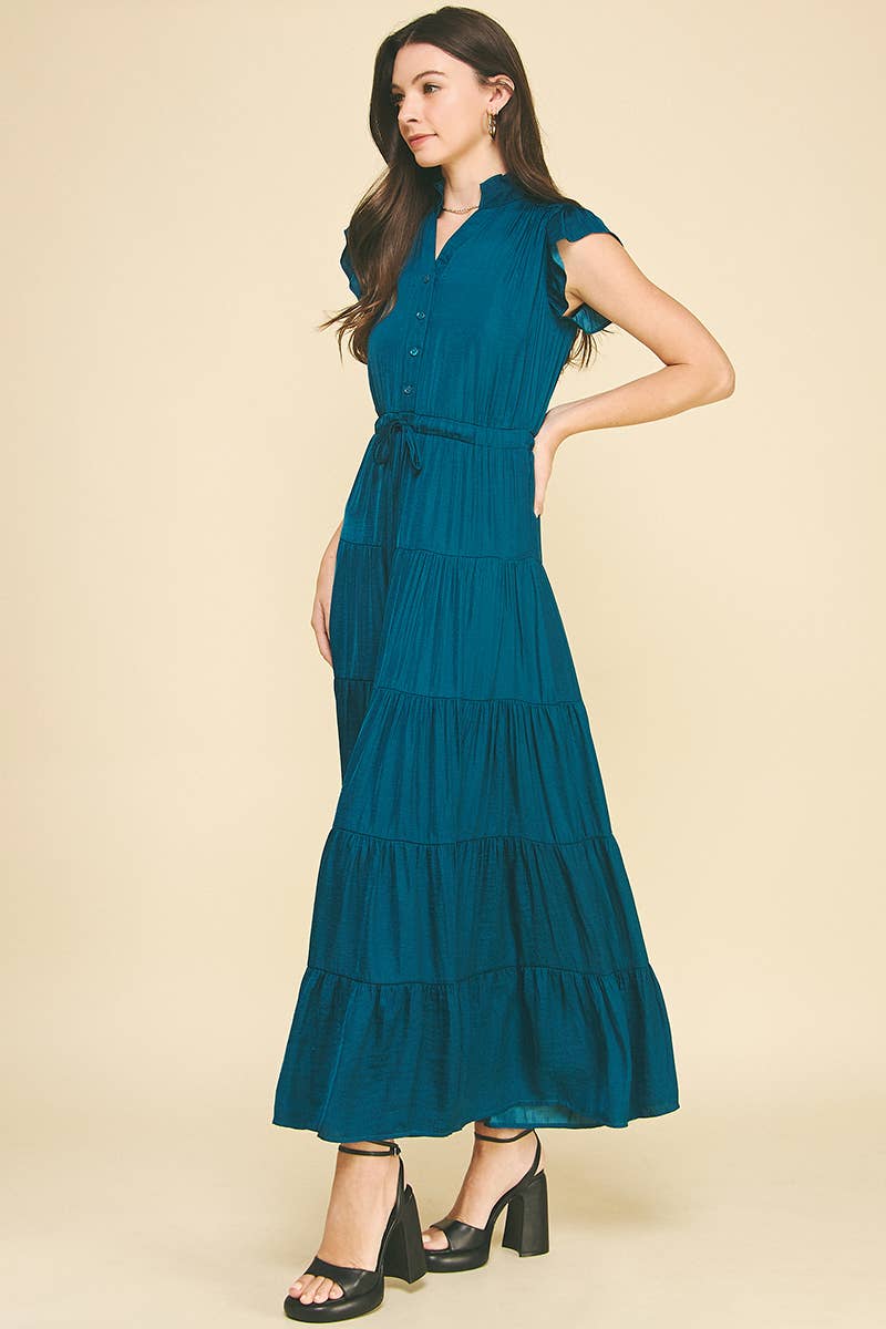 SATIN TIERED MAXI DRESS - 3775DD