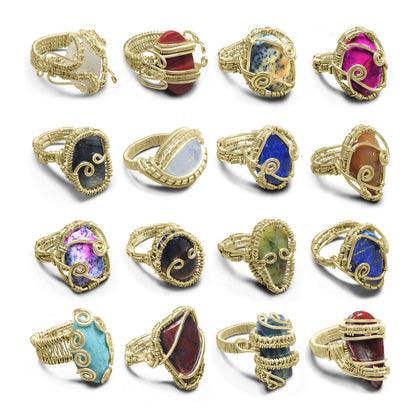 Wire Wrapped Gemstone Rings – Copper, Gold, Silver & Black Rhodium | Handmade | Wholesale Bundles