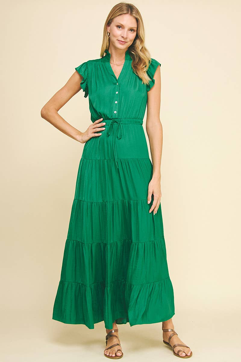 SATIN TIERED MAXI DRESS - 3775DD