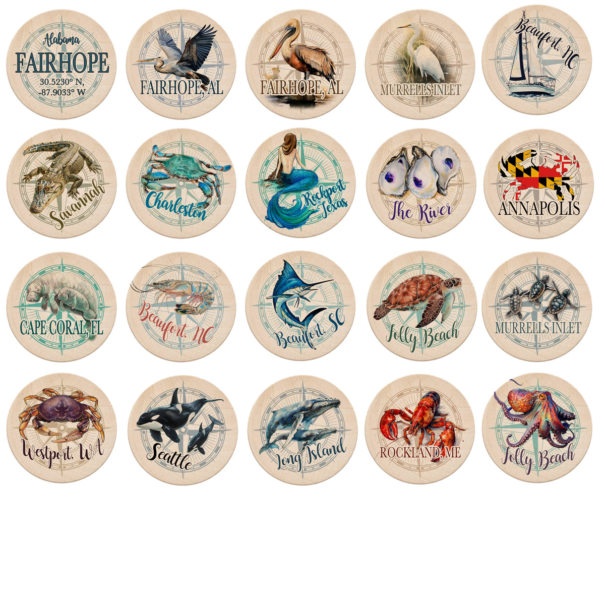 Mini Magnets- Wood, Custom Designs- up to 3 Designs per Case