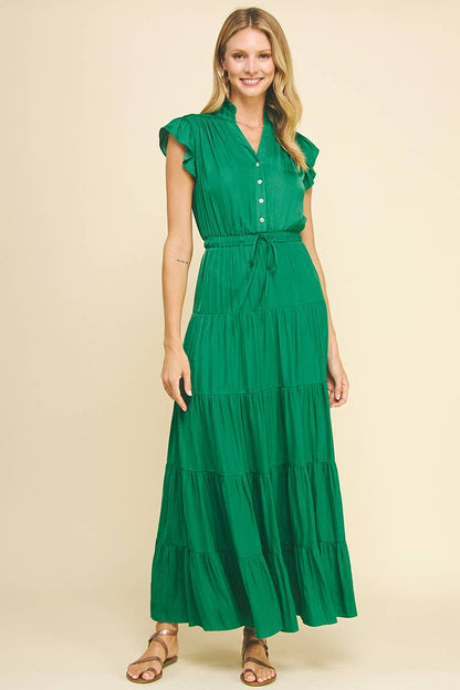 SATIN TIERED MAXI DRESS - 3775DD