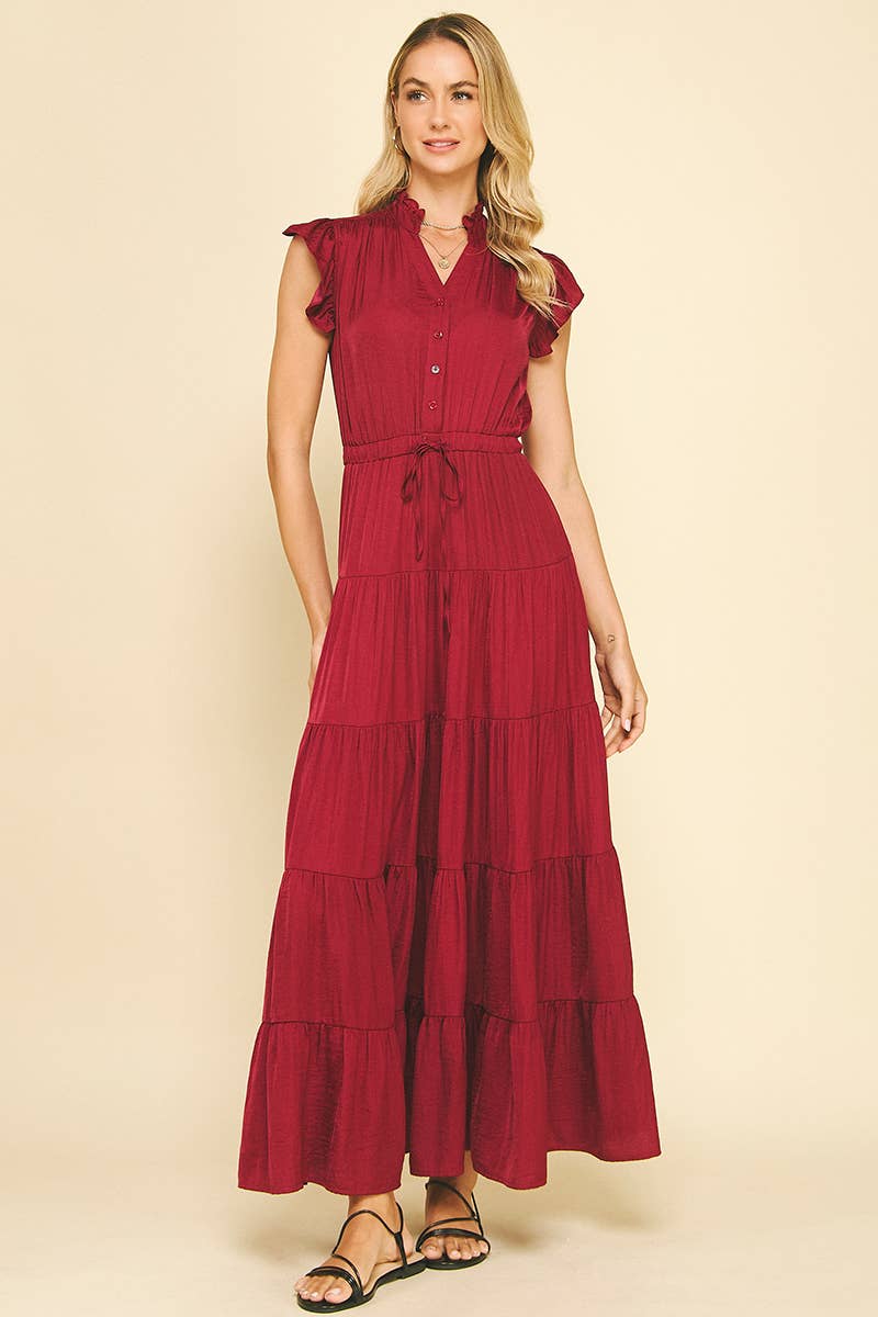 SATIN TIERED MAXI DRESS - 3775DD