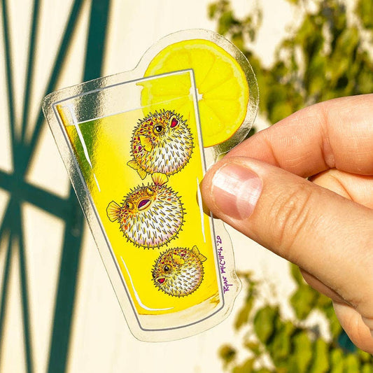 CLEAR STICKER: Spiked Lemonade (Pufferfish in Lemonade)