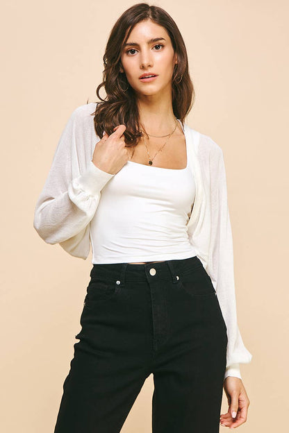 CROPPED OPEN CARDIGAN - OFF WHITE