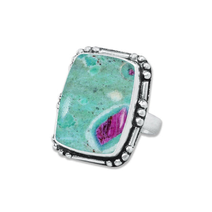 Fuchsite Rings – Handmade, Silver-Plated, Shimmery Green Crystal (Made to Order)