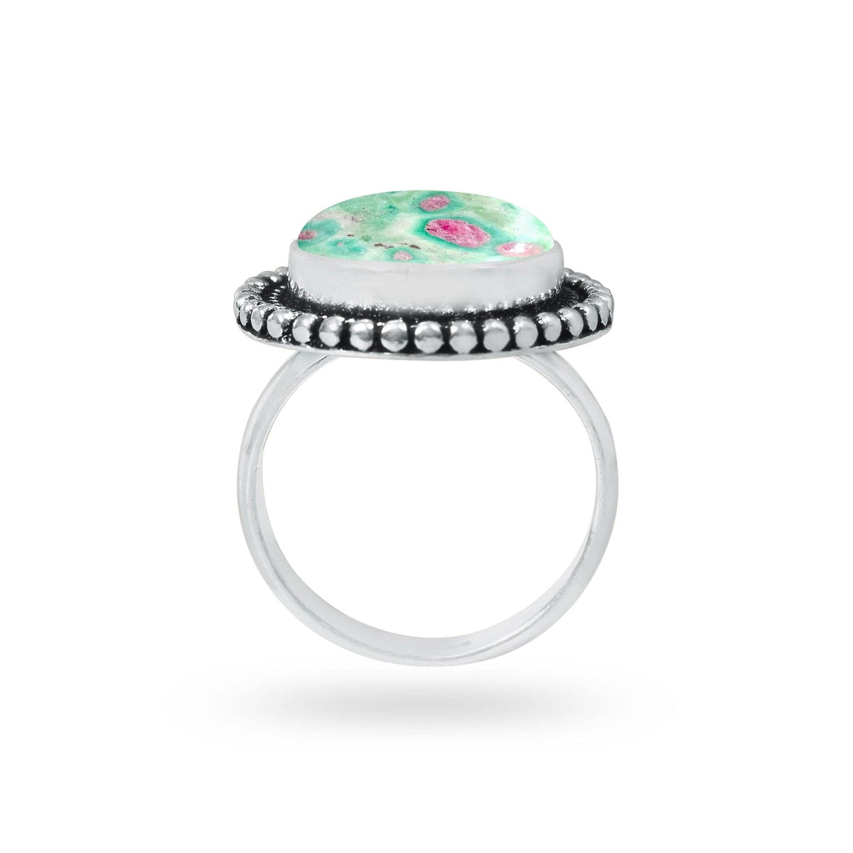 Fuchsite Rings – Handmade, Silver-Plated, Shimmery Green Crystal (Made to Order)