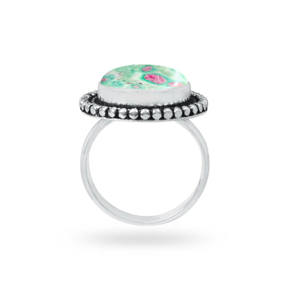 Fuchsite Rings – Handmade, Silver-Plated, Shimmery Green Crystal (Made to Order)