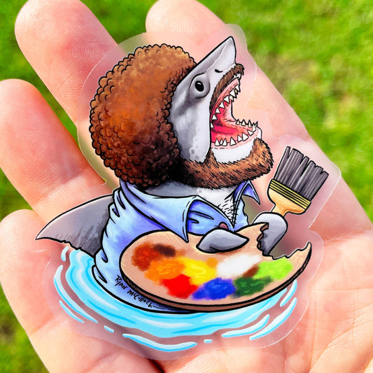 CLEAR STICKER: "Painter Shark" Parody