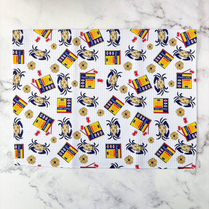 Maryland Seasoning Patterned Waffle Kitchen Dish Towel