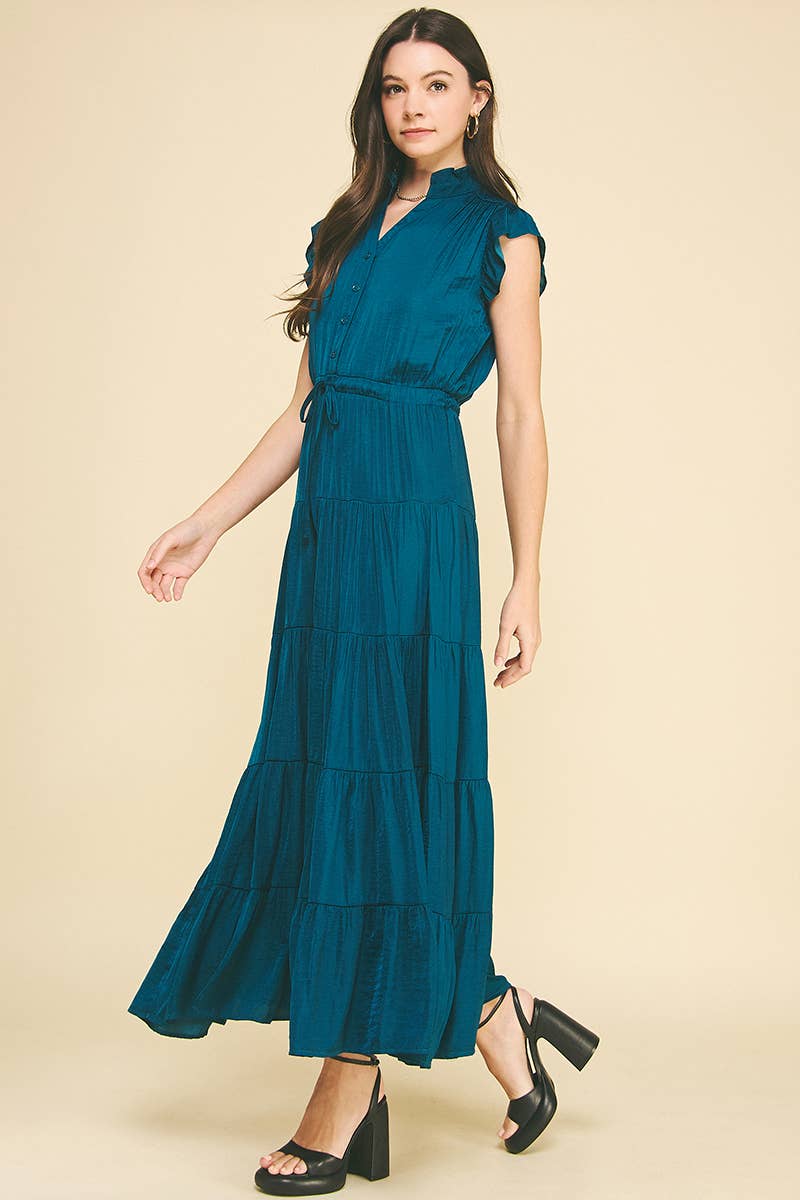 SATIN TIERED MAXI DRESS - 3775DD