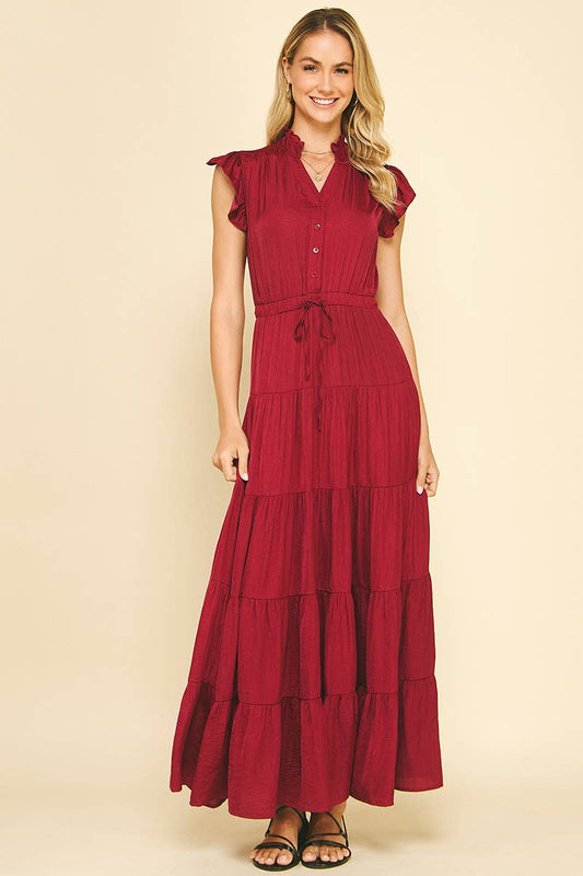 SATIN TIERED MAXI DRESS - 3775DD