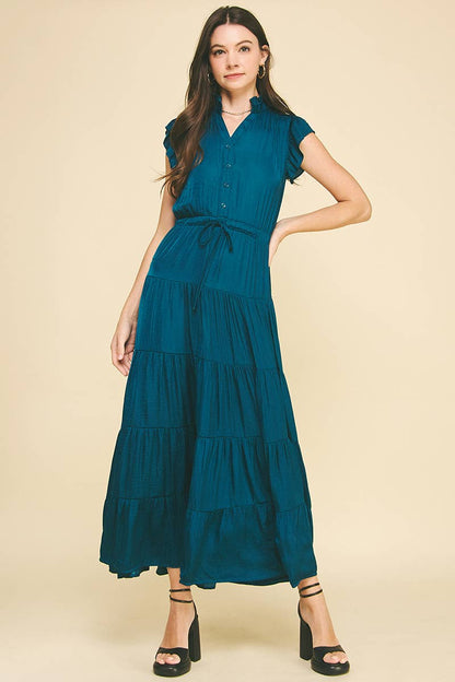 SATIN TIERED MAXI DRESS - 3775DD