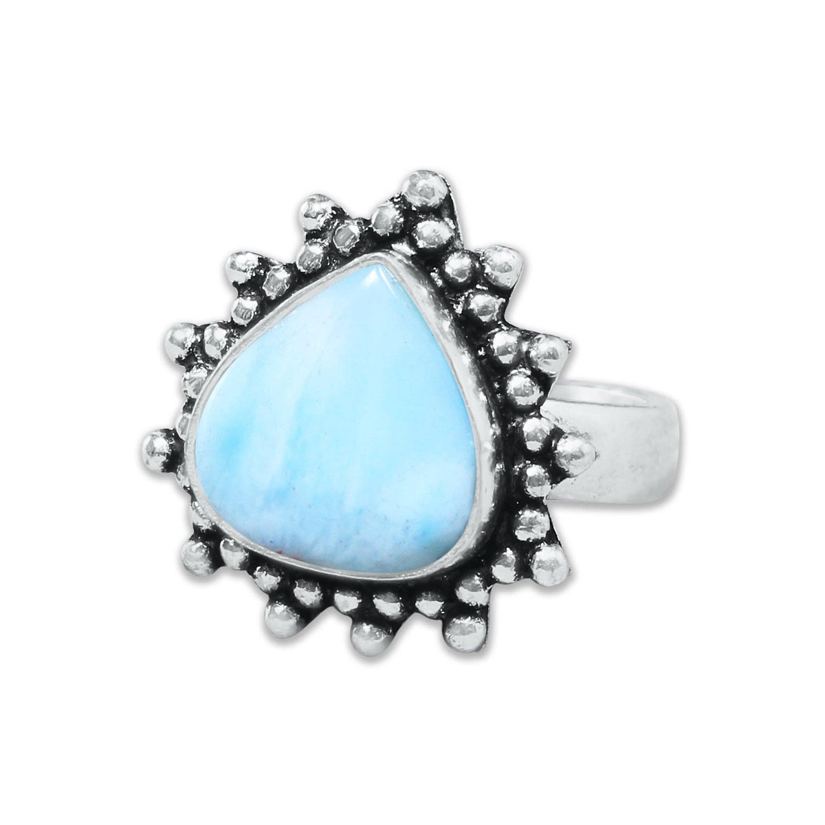 Larimar Rings – Silver-Plated, Handmade, Ocean Blue Dominican Stone (US Sizes 6–10) | Wholesale